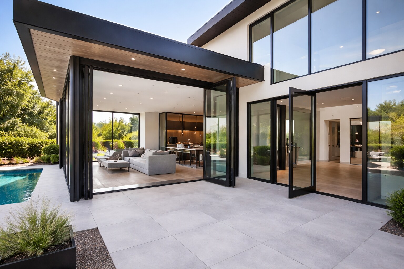 Aluminium window and door system in a contemporary residential elevation